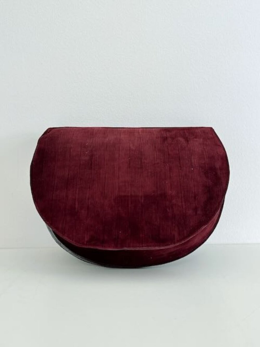 VINTAGE CHARLES JOURDAN PARIS SUEDE HALF-MOON SHOULDER BAG BURGUNDY